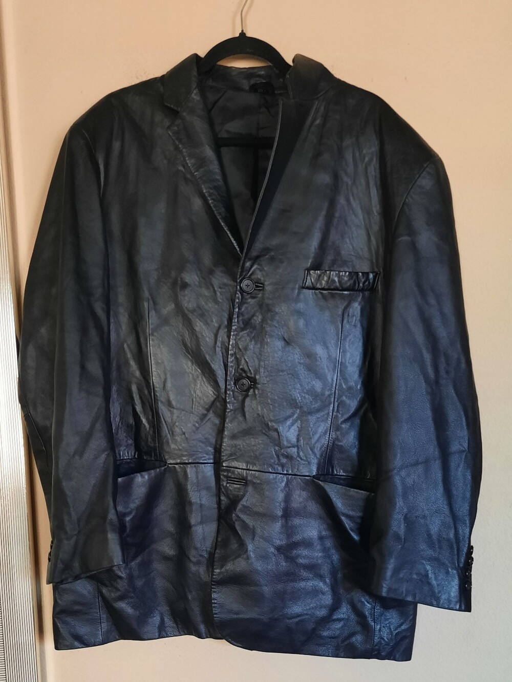 Alfani Men's Black Leather Blazer Jacket
